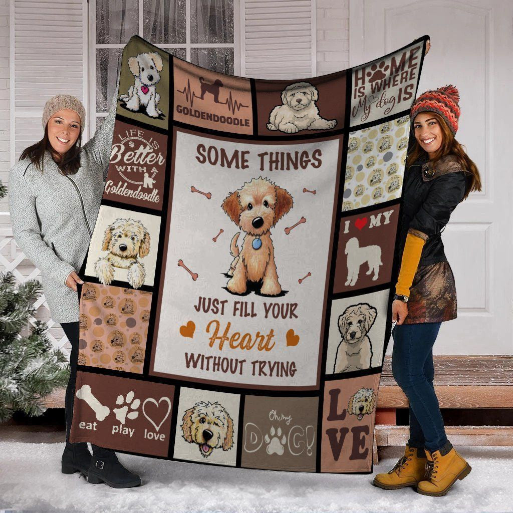 Some Things Just Fill Your Heart Goldendoodle Fleece Blanket
