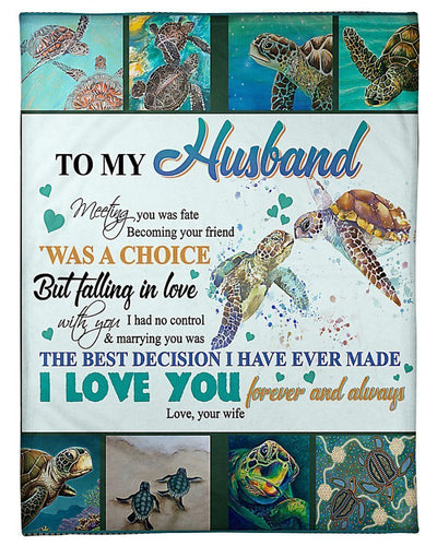 Turtle Gift For My Husband Fleece Blanket