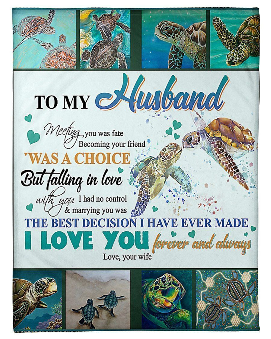 Turtle Gift For My Husband Fleece Blanket