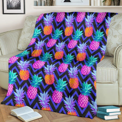Pineapple Color Art Pattern Zig Zag Fleece Blanket