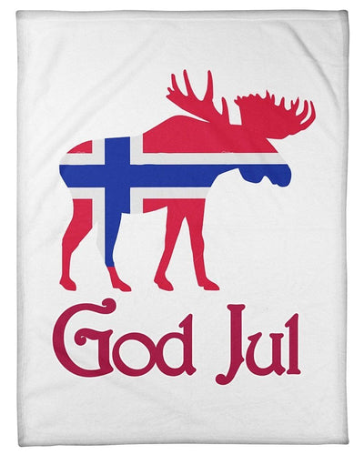 God Jul Norwegian Moose Christmas Gift Fleece Blanket