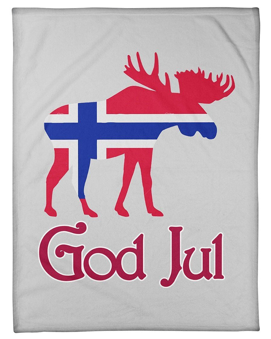 God Jul Norwegian Moose Christmas Gift Fleece Blanket