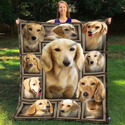 White Cute Dachshund Fleece Blanket Gift For Dog Lovers