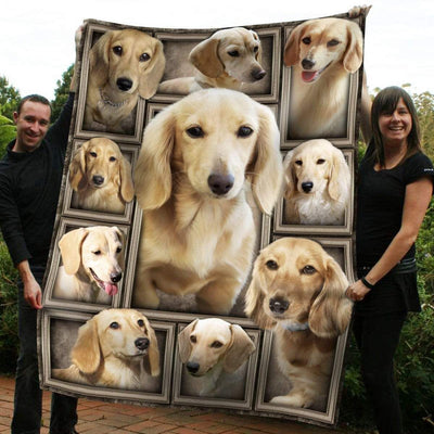 White Cute Dachshund Fleece Blanket Gift For Dog Lovers
