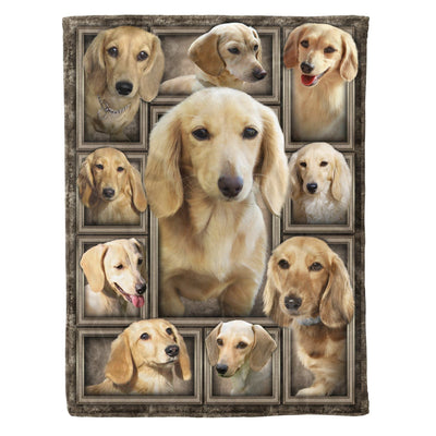 White Cute Dachshund Fleece Blanket Gift For Dog Lovers