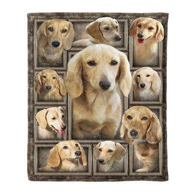 White Cute Dachshund Fleece Blanket Gift For Dog Lovers