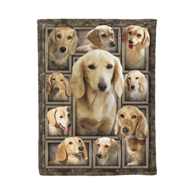 White Cute Dachshund Fleece Blanket Gift For Dog Lovers