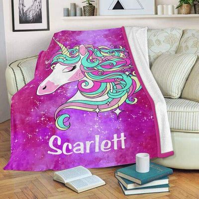 Galaxy Magic Unicorn Gift For Kids Custom Name Fleece Blanket