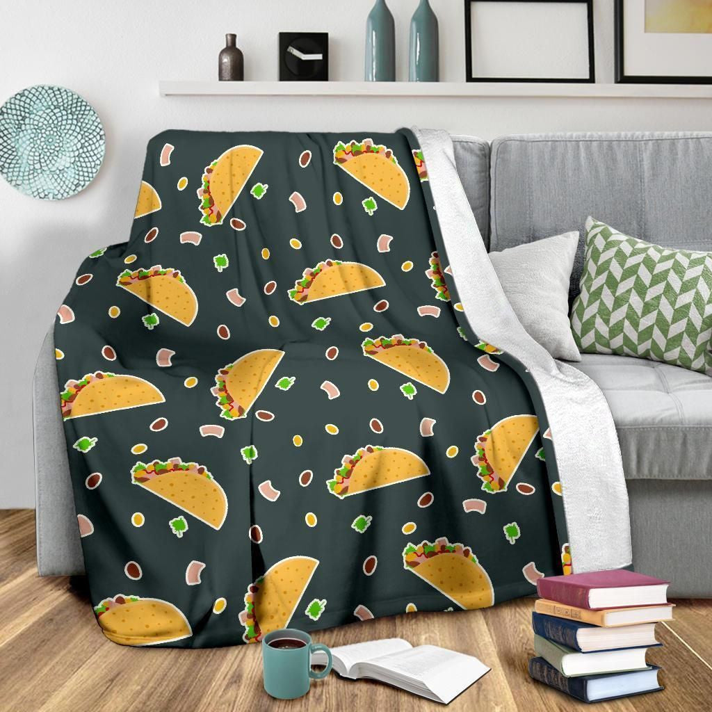 Love Food Taco Pattern Print Design Fleece Blanket