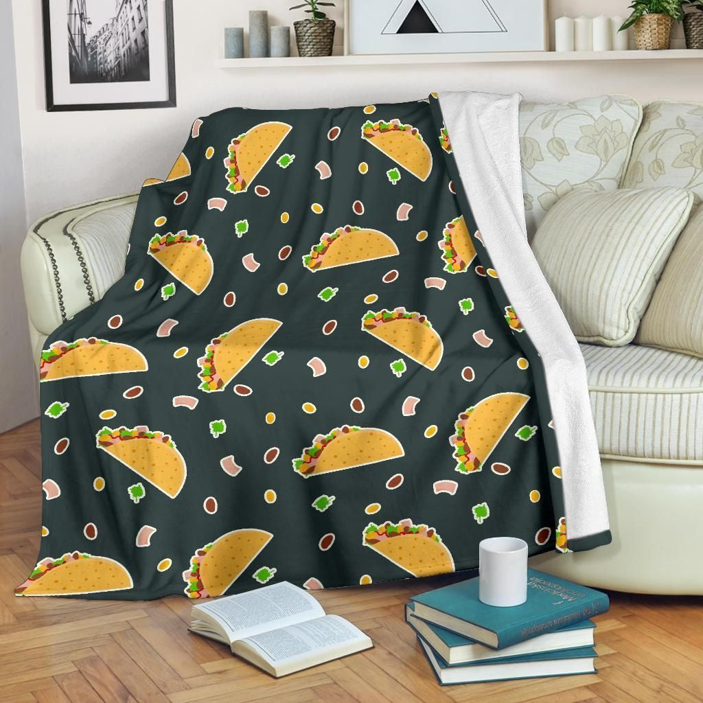 Love Food Taco Pattern Print Design Fleece Blanket