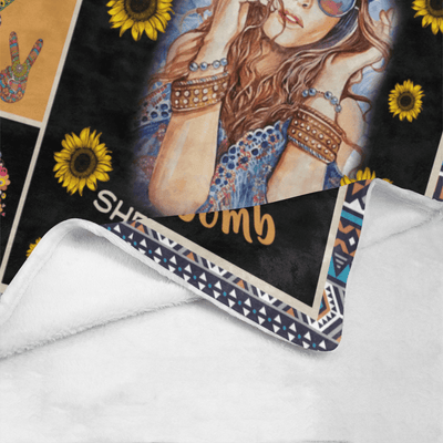 She Not Fragile Like A Flower Sunflower Peace Hippie Girl Fleece Blanket