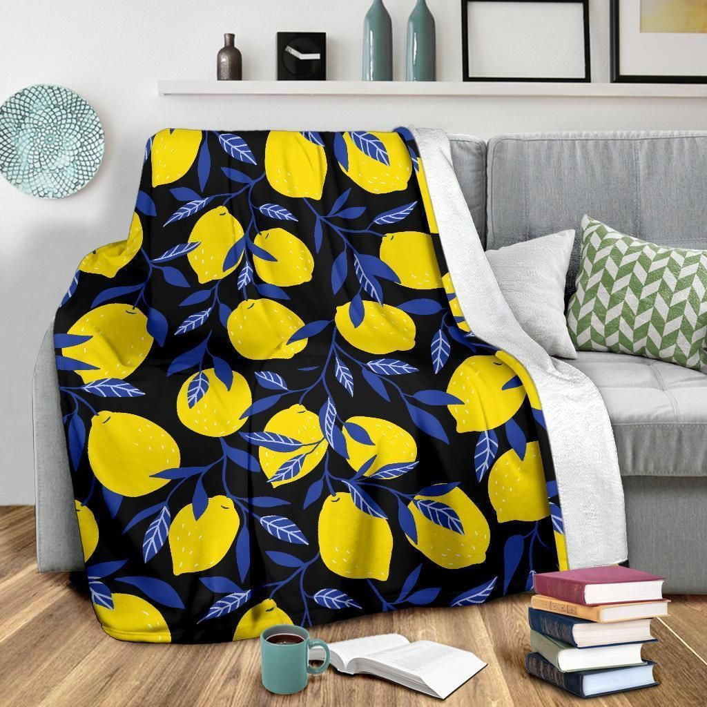 Lemon Tree Pattern Print Design Fleece Blanket