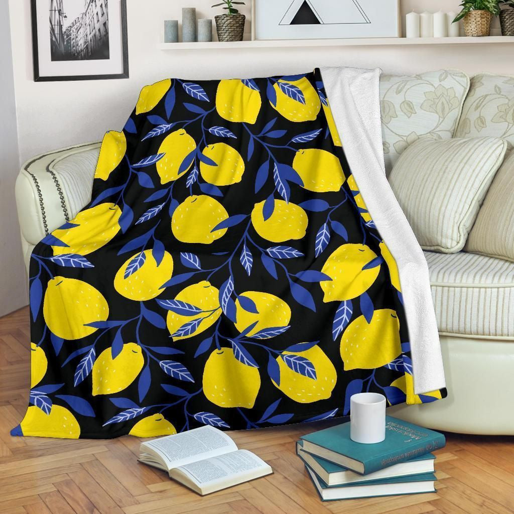Lemon Tree Pattern Print Design Fleece Blanket