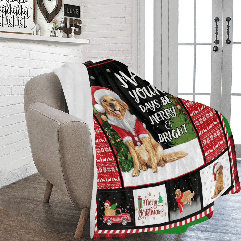 Christmas Golden Retriever May Your Days Be Merry And Bright Fleece Blanket