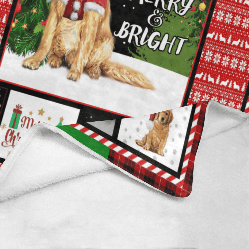 Christmas Golden Retriever May Your Days Be Merry And Bright Fleece Blanket