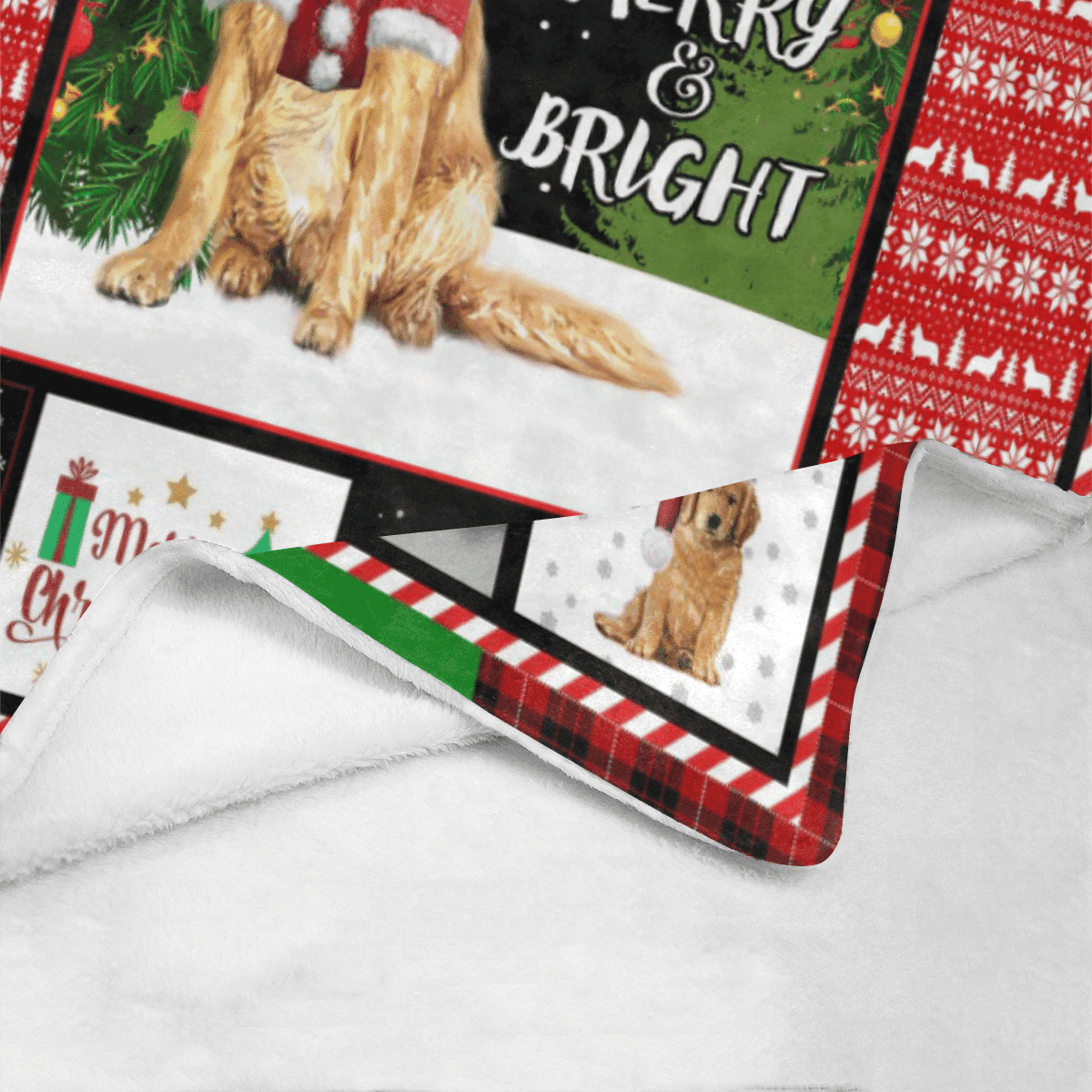 Christmas Golden Retriever May Your Days Be Merry And Bright Fleece Blanket