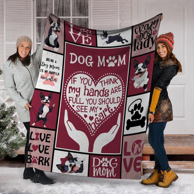 Hands Raise Heart Boston Terrier Dog Fleece Blanket