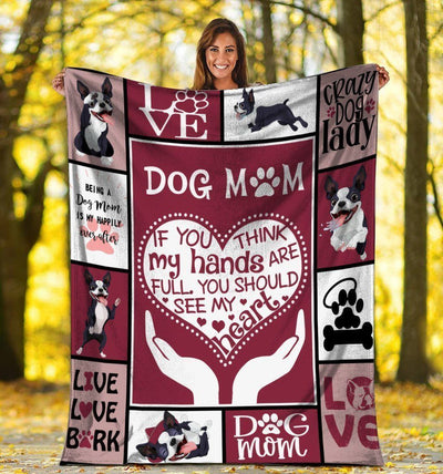Hands Raise Heart Boston Terrier Dog Fleece Blanket