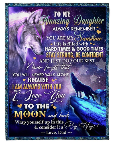 Dad To Daughter Fleece Blanket Love You To The Moon And Back Fleece Blanket