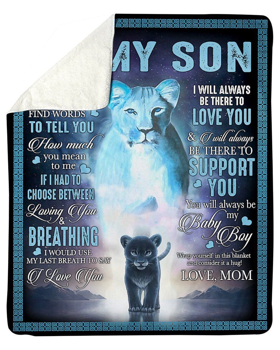 To My Son Baby Lion I Love You Fleece Blanket Sherpa Blanket