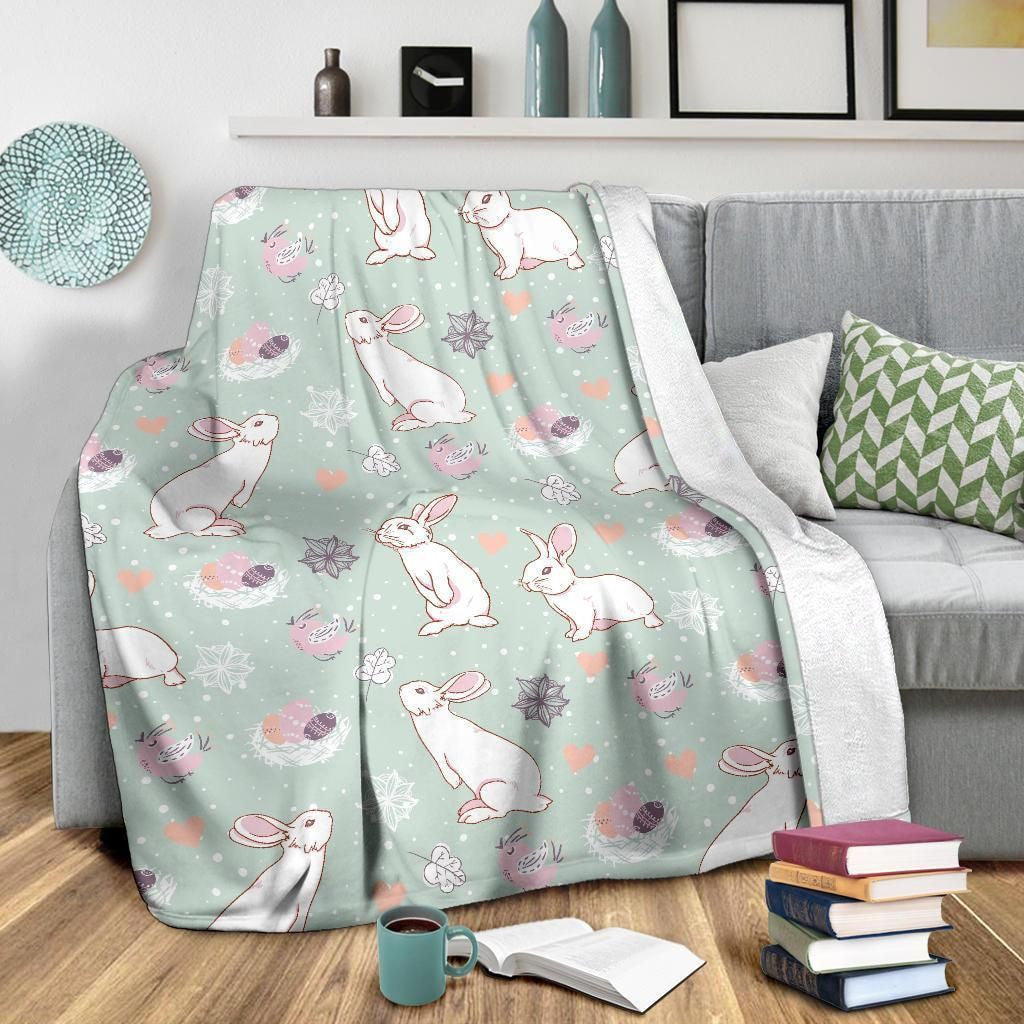 Lovely Rabbit Pattern Print Design Fleece Blanket