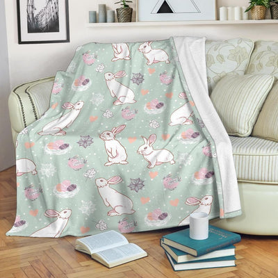 Lovely Rabbit Pattern Print Design Fleece Blanket