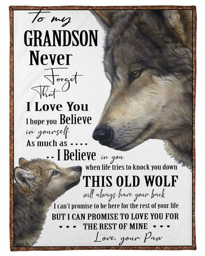 Never Forget That I Love You Lovely Message From Paw Gifts For Grandson Fleece Blanket