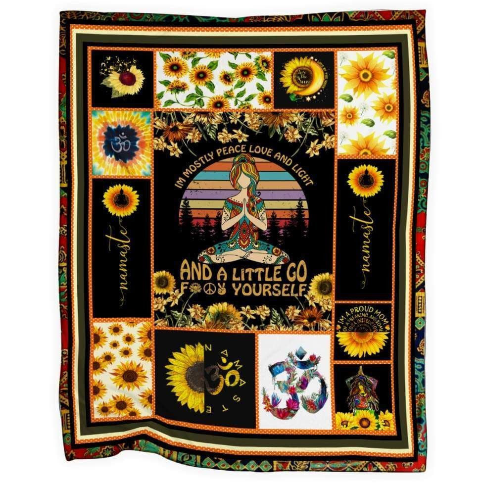 Yoga Meditation Sunflower Fleece Blanket Gift For Yoga Lovers