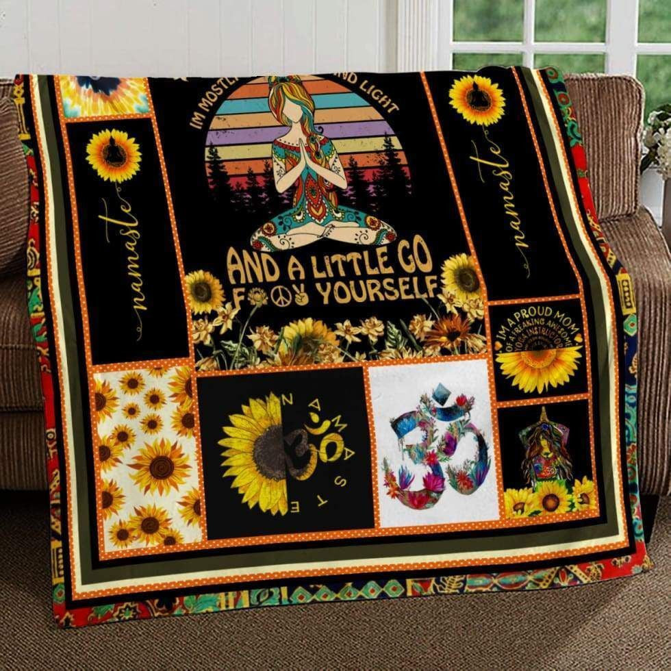 Yoga Meditation Sunflower Fleece Blanket Gift For Yoga Lovers