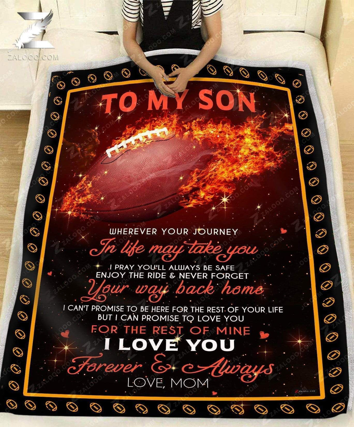 Custom Fleece Blanket - Football Blanket - For Son From Mom - Journey