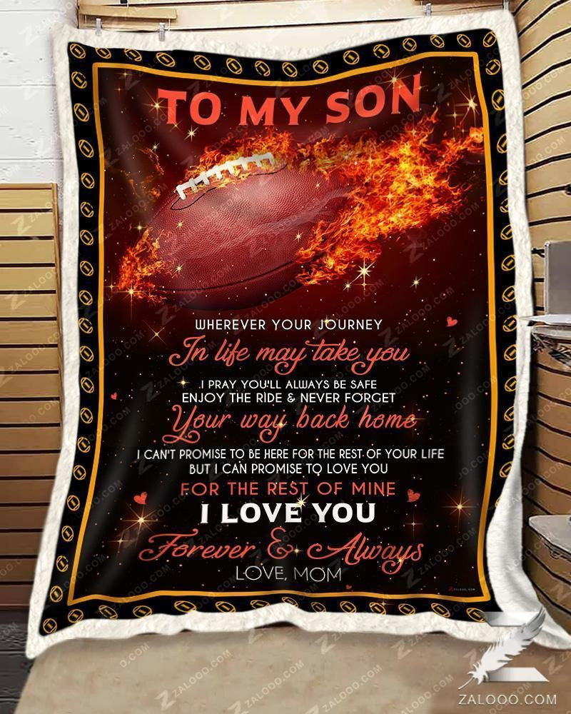 Custom Fleece Blanket - Football Blanket - For Son From Mom - Journey