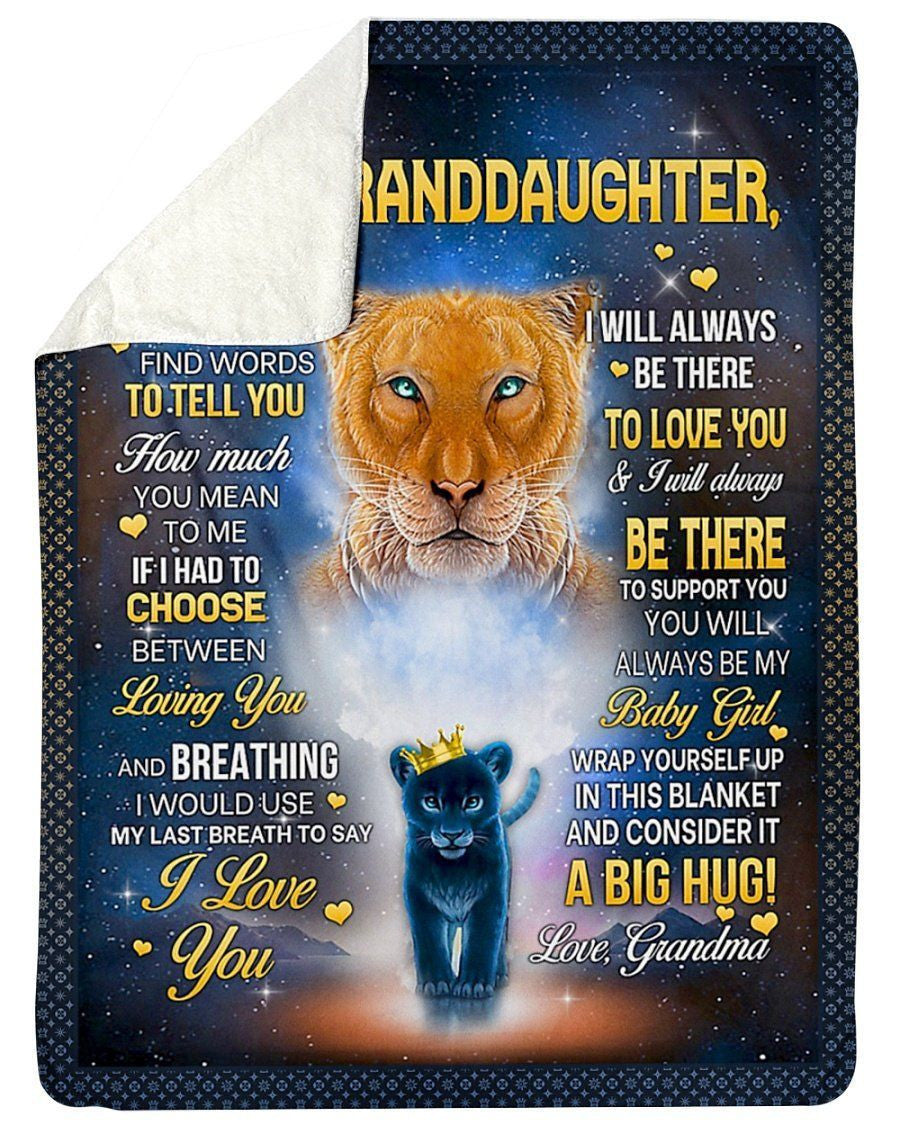 Lion I'll Always Be There To Love You Grandma To Granddaughter Fleece Blanket Sherpa Blanket