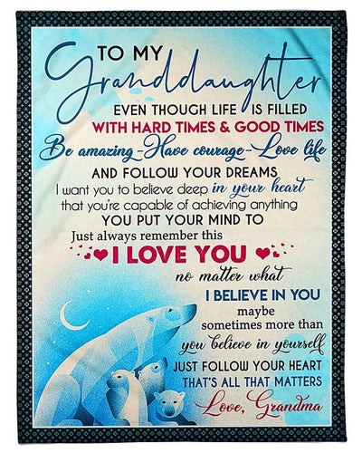 Polar Bears Just Follow Your Heart Grandma To Granddaughter Fleece Blanket Fleece Blanket