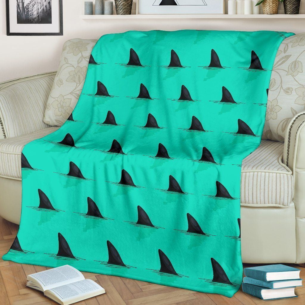 Ocean's Breath Shark Fin Pattern Fleece Blanket