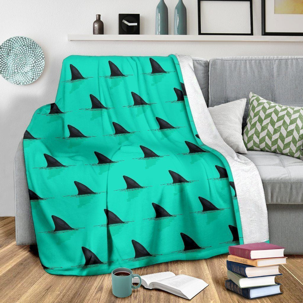 Ocean's Breath Shark Fin Pattern Fleece Blanket