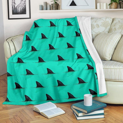 Ocean's Breath Shark Fin Pattern Fleece Blanket