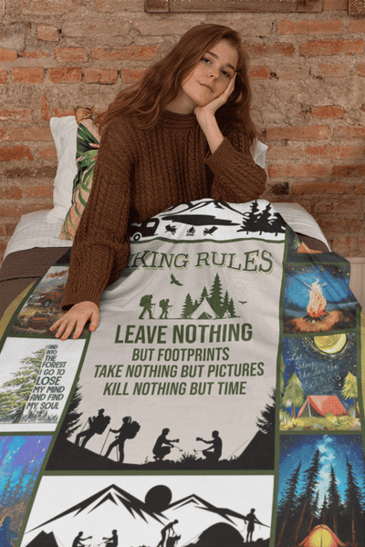 Hiking Rules Forest Mountain Camping Outdoor Fleece Blanket