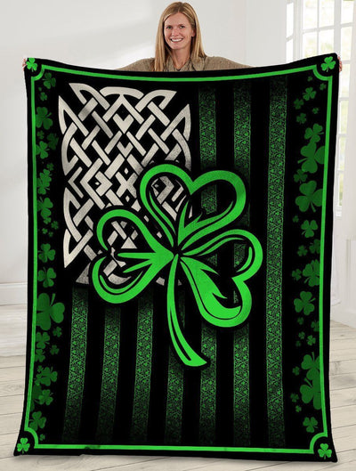 Usa Flag Irish Shamrock Fleece Blanket