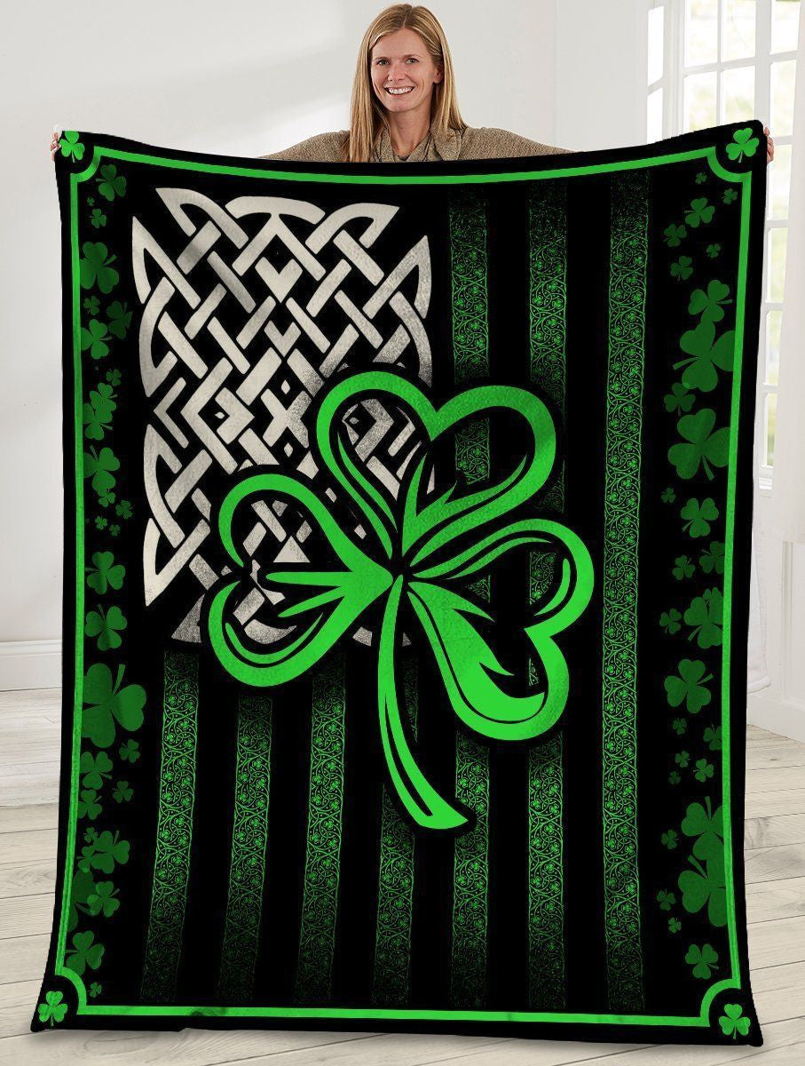 Usa Flag Irish Shamrock Fleece Blanket