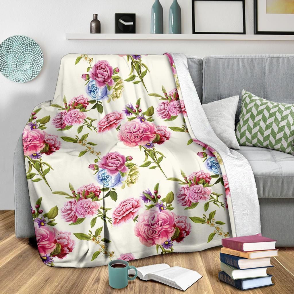 Floral Carnations Pattern Print Design Fleece Blanket