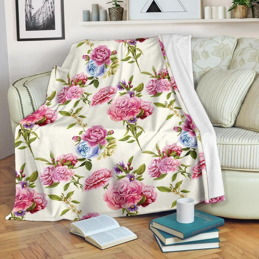 Floral Carnations Pattern Print Design Fleece Blanket