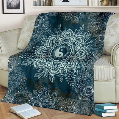 Yin Yang Mandala Vintage Printed Fleece Blanket