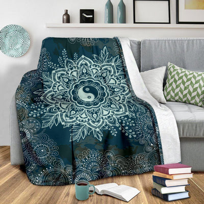Yin Yang Mandala Vintage Printed Fleece Blanket