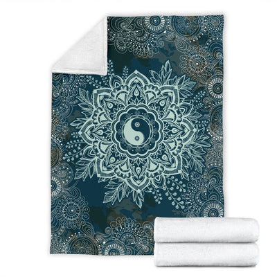 Yin Yang Mandala Vintage Printed Fleece Blanket