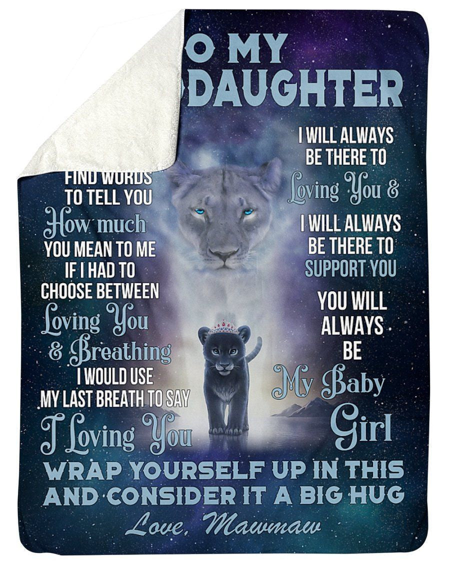 Mawmaw To Granddaughter Customized Name Lion Always Be There To Love You Fleece Blanket Sherpa Blanket
