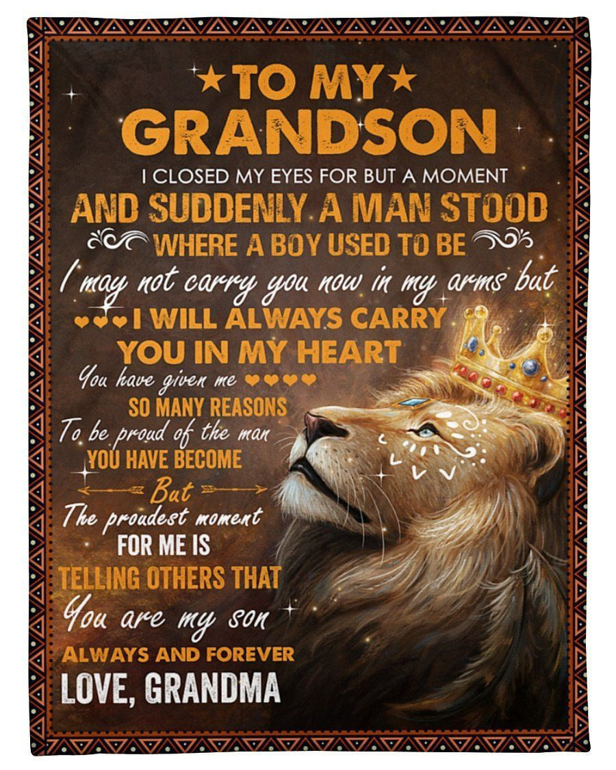 Lion Grandma To My Grandson Fleece Blanket The Proudest Moment For Me Fleece Blanket