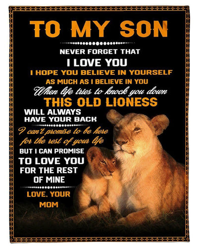This Old Lionness Will Always Have Your Back Mom Gift For Son Fleece Blanket