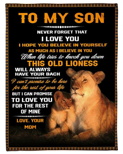 This Old Lionness Will Always Have Your Back Mom Gift For Son Fleece Blanket