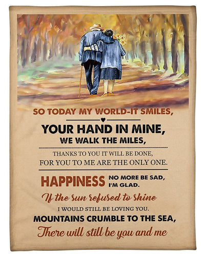 Old Couple To My Husband Your Hand In Mine Fleece Blanket Fleece Blanket
