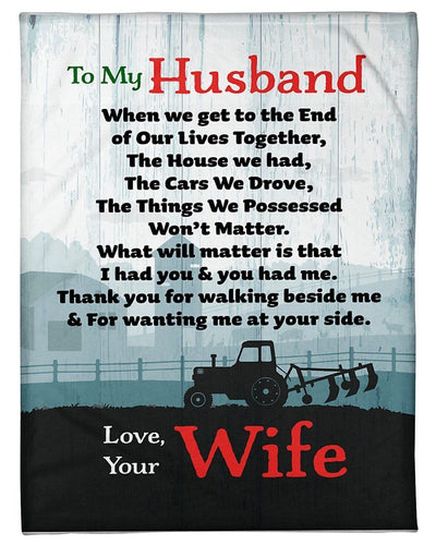 Thank For Waiting Me At Your Side Fleece Blanket Gift For Farmer Husband Fleece Blanket